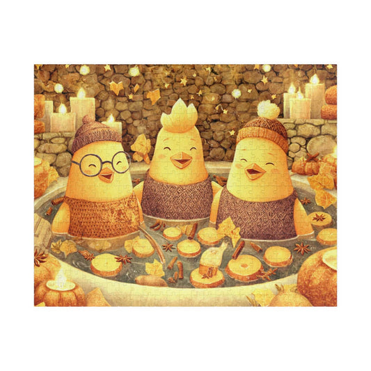 Pumpkin Spice Spa Chickens Puzzle – Cozy Fall Fairy-Tale Jigsaw, Autumn Fun Family Game, Cute Chick Characters Puzzle The Puzzle Chest