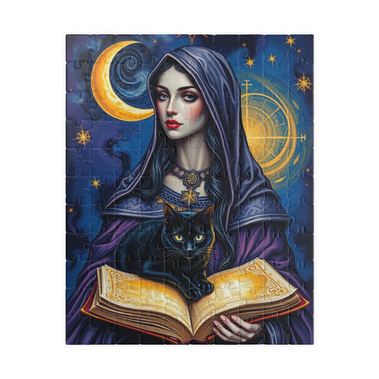 Gothic Tarot Card Puzzle, High Priestess Crescent Moon Swirling Galaxies, 110-1014-piece, Cosmic Celestial Jigsaw Game, Mystical 110 pcs (Vertical) Puzzle The Puzzle Chest