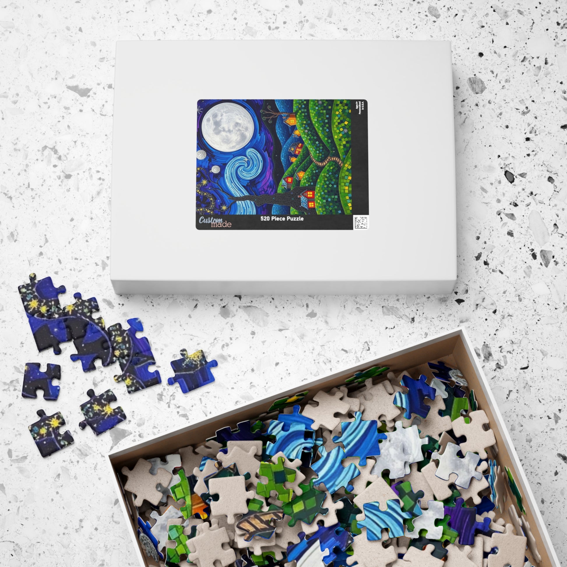 Mosaic Moonlit Village Jigsaw Puzzle Puzzle The Puzzle Chest