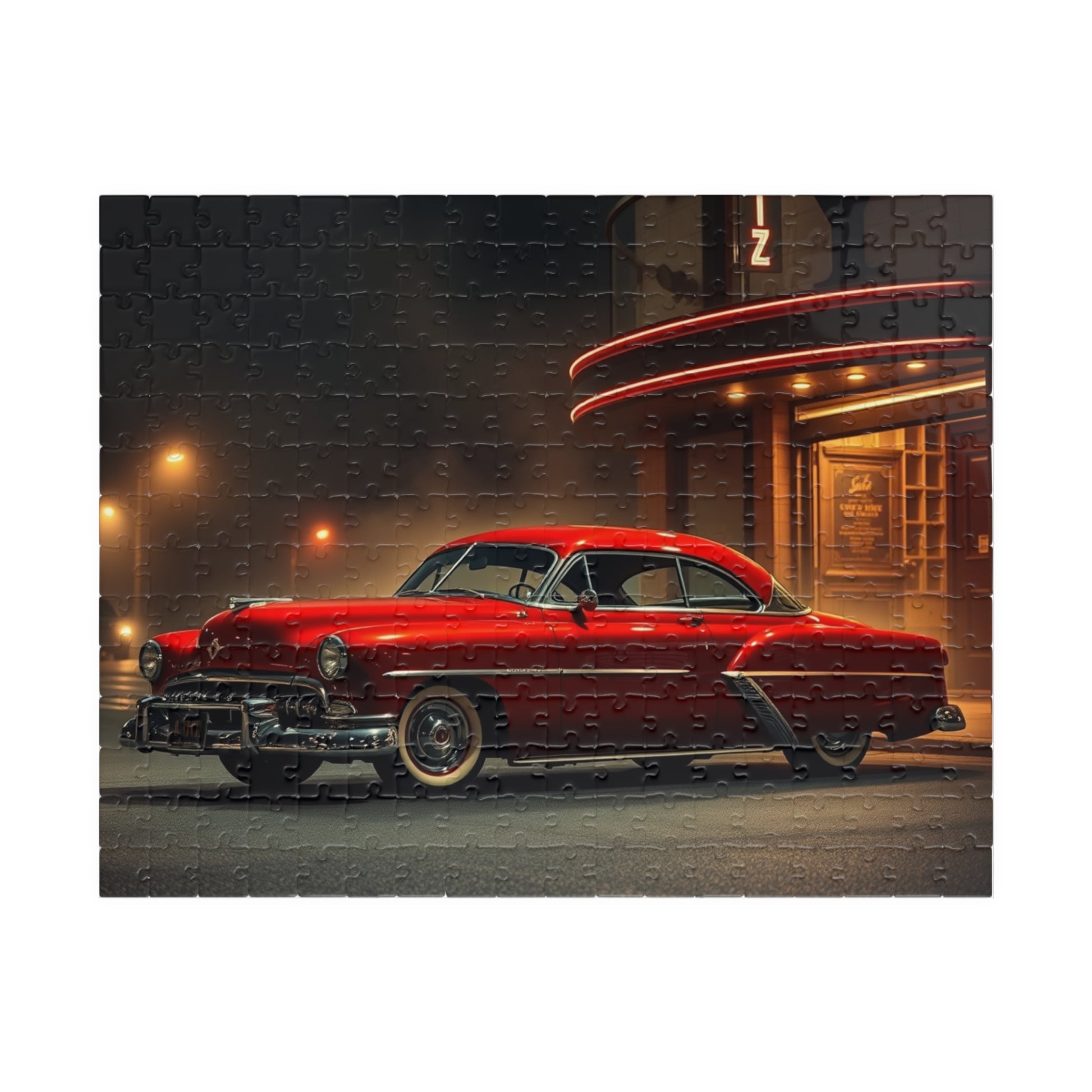 Vintage Car Puzzle, Classic Red 1949 Mercury Eight Coupe, Nostalgic Gift for Car Lovers, Family Game Night or Solo Fun, Mindfulness Activity 252 pcs (Horizontal) Puzzle The Puzzle Chest