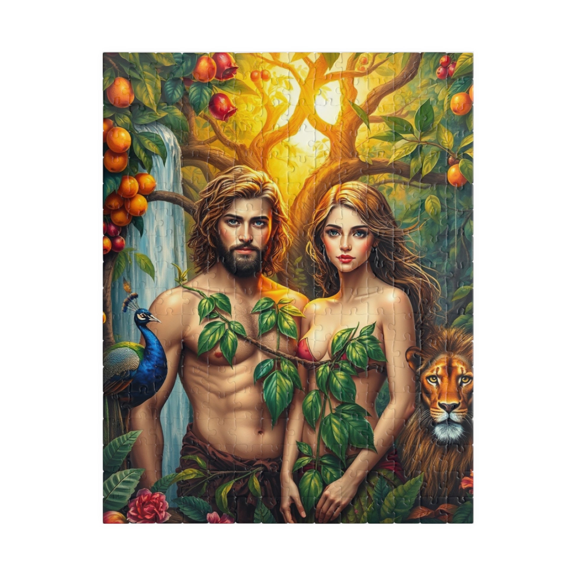 Adam and Eve Jigsaw Puzzle - Biblical Art of the Garden of Eden, Spiritual and Religious Puzzle for Adults, Faith-Based Gift for Friends 252 pcs (Vertical) Puzzle The Puzzle Chest