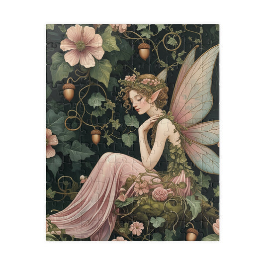Whimsical Fairy Jigsaw Puzzle, Floral Flower Vintage Design, Mythical Creature Tabletop Family Activity Game, Fantasy Art Lover Gift, Hobby