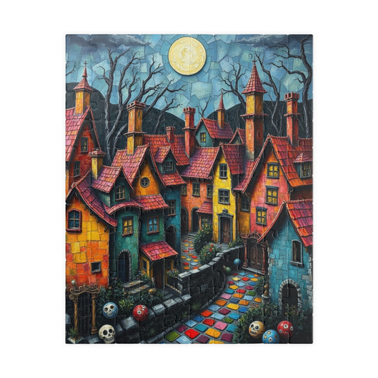 Whimsical Halloween Puzzle - 1014 Pieces, Spooky Village Artwork, Perfect for Family Game Night, Fall Celebrations, Gift for Puzzle Lovers, 110 pcs (Vertical) The Puzzle Chest