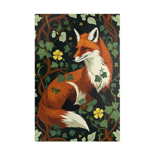 Woodland Fox Vintage Jigsaw Puzzle, Regal Fox in Botanical Garden, Animal Lover Gift, Unique Home Decor, Birthday Present, Brain Teaser Game 1014 pcs (Vertical) Puzzle The Puzzle Chest