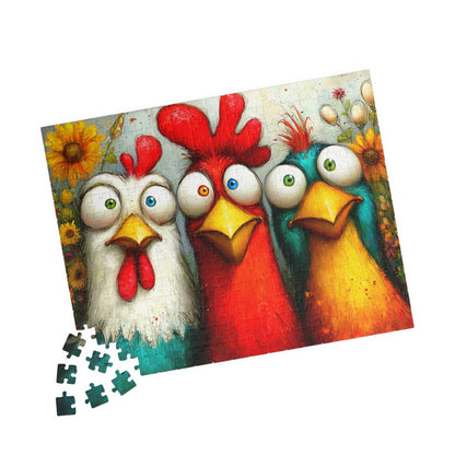 Colorful Cartoon Chickens Puzzle 110-520 Piece | Farm Animal Jigsaw 252 pcs (Horizontal) Puzzle The Puzzle Chest