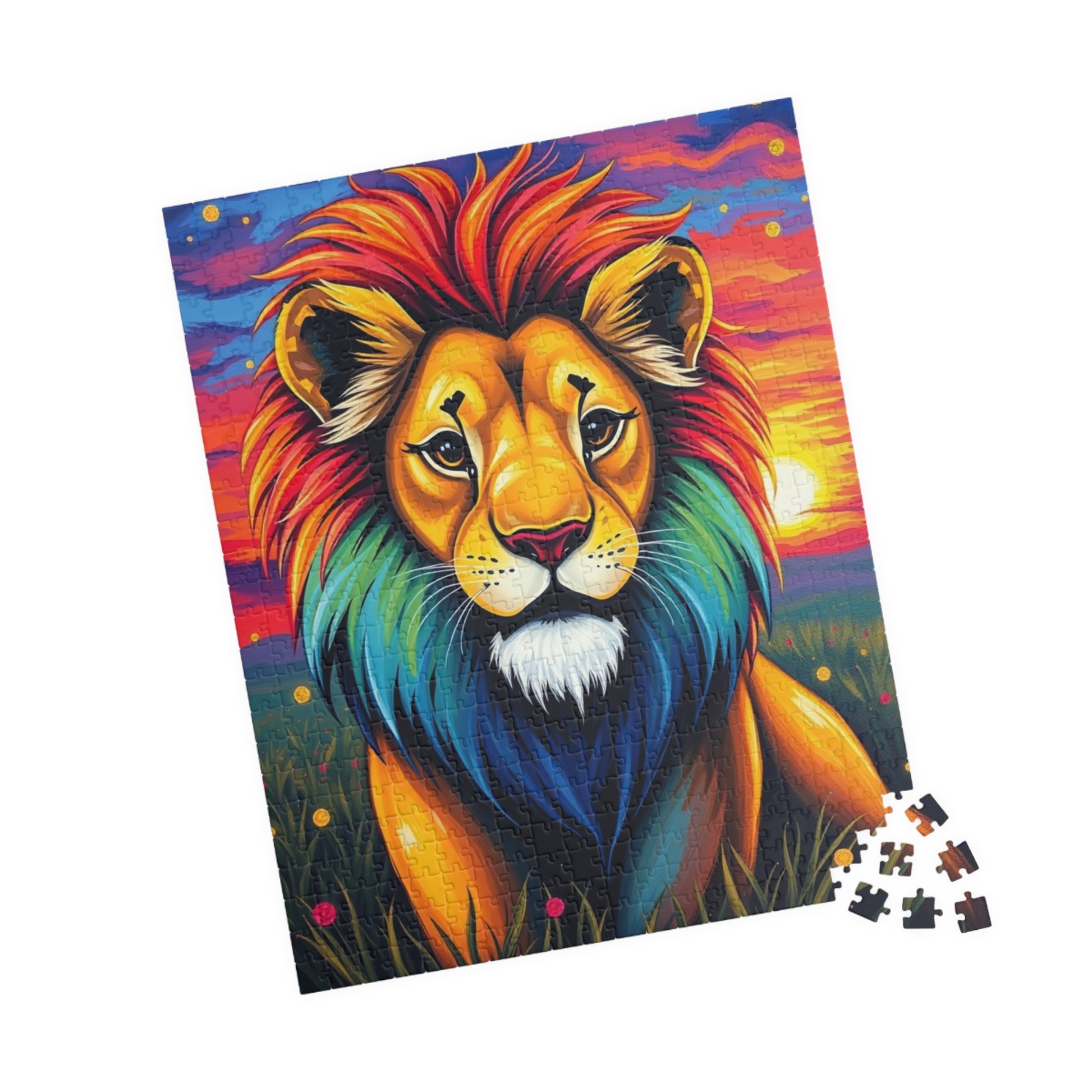 Vibrant Lion Jigsaw Puzzle, Colorful Animal Jigsaw Game for Family Fun, Kids and Adults, Gift for Friends, Home Entertainment, Brain Teaser Puzzle The Puzzle Chest
