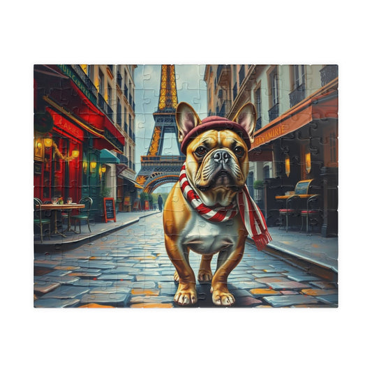 Eiffel Tower Dog Puzzle - French Bulldog, Pet Lover Gift for Friend Holiday or Birthday, Family Fun Home Entertainment, Hobby, Brain Teaser