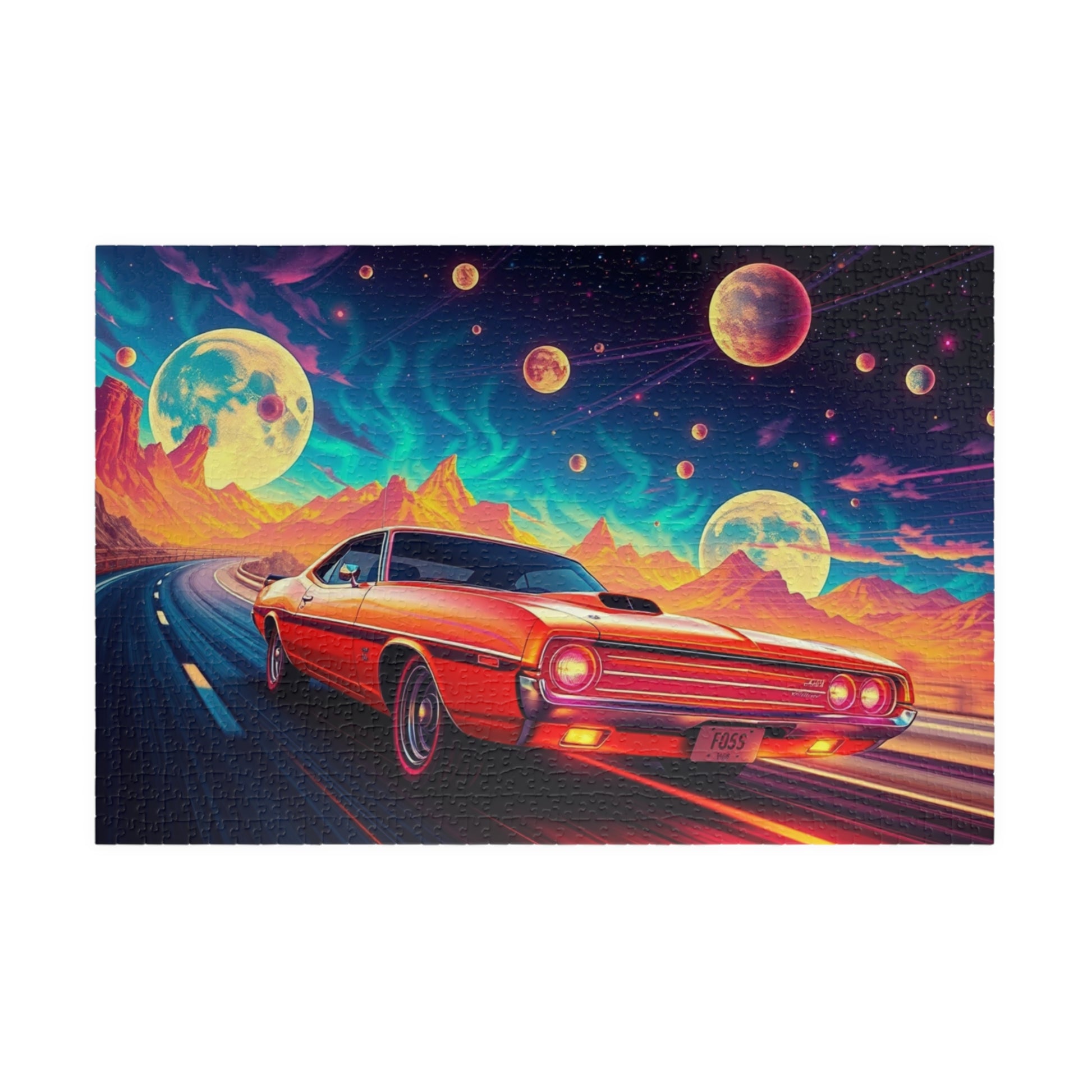 Retro Car Jigsaw Puzzle - Cosmic Scene, Gifts for Car Lovers, Nostalgic Mindfulness Activity for Family Game Night or Solo Fun, Brain Teaser 1014 pcs (Horizontal) Puzzle The Puzzle Chest