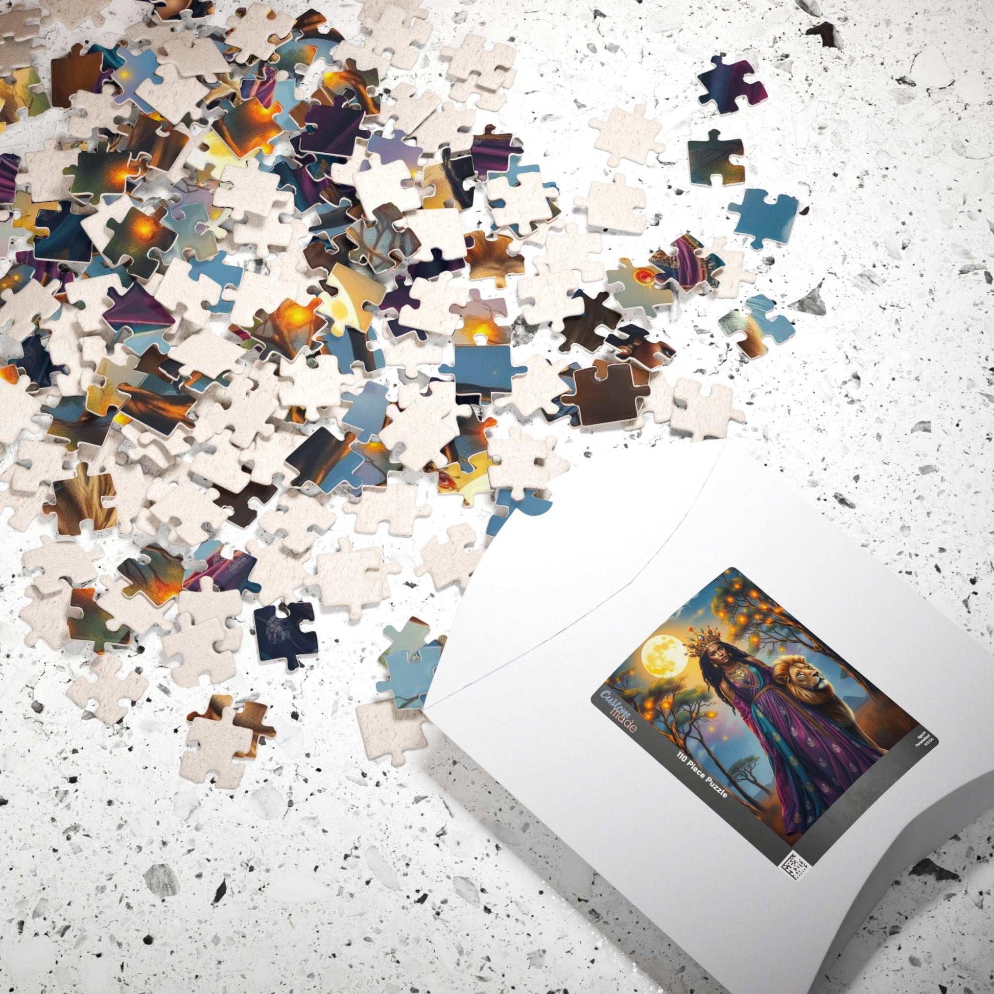 Moonlit African American Princess Puzzle - Savannah Night Jigsaw, Black Woman Art, Afrocentric Artwork Puzzle The Puzzle Chest