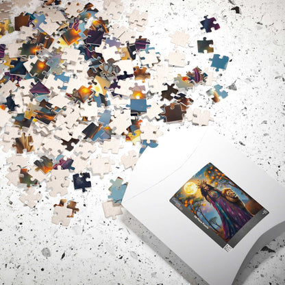 Moonlit African American Princess Puzzle - Savannah Night Jigsaw, Black Woman Art, Afrocentric Artwork Puzzle The Puzzle Chest