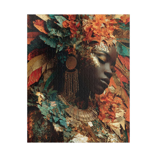 African American Cultural Heritage Jigsaw Puzzle - Afrocentric Black Woman Portrait with Earth Tones Puzzle The Puzzle Chest