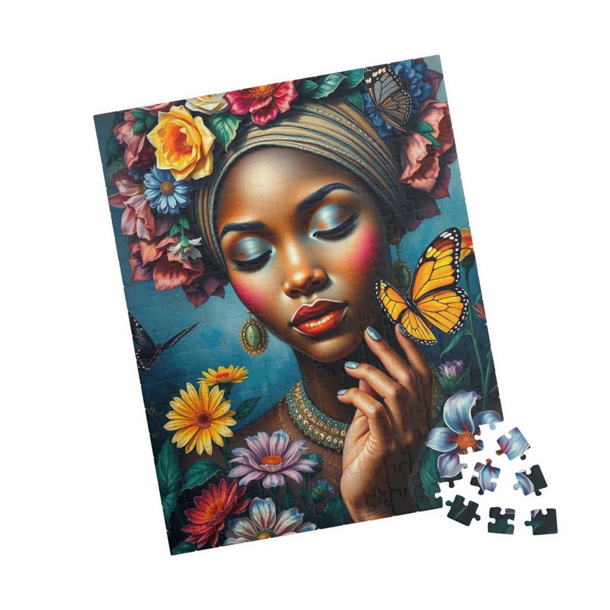 Flower Goddess Puzzle - African American Woman Jigsaw Game, Mindfulness Activity, Solo or Family Fun, Indoor Entertainment, Afrocentric Gift Puzzle The Puzzle Chest