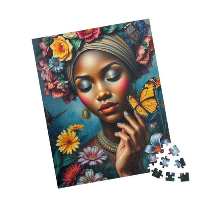 Flower Goddess Puzzle - African American Woman Jigsaw Game, Mindfulness Activity, Solo or Family Fun, Indoor Entertainment, Afrocentric Gift Puzzle The Puzzle Chest