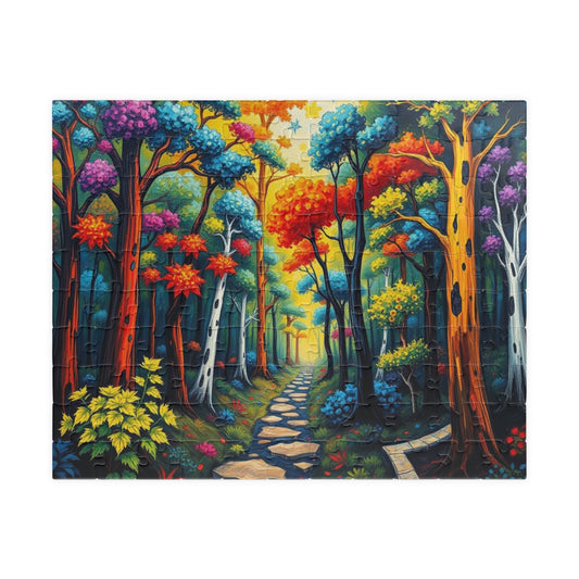 Colorful Forest Puzzle Jigsaw Game for Relaxation and Fun, Gift for Nature Lovers, Family Activity, 110, 252, 520, 1014-piece Brain Teaser 110 pcs (Horizontal) Puzzle The Puzzle Chest