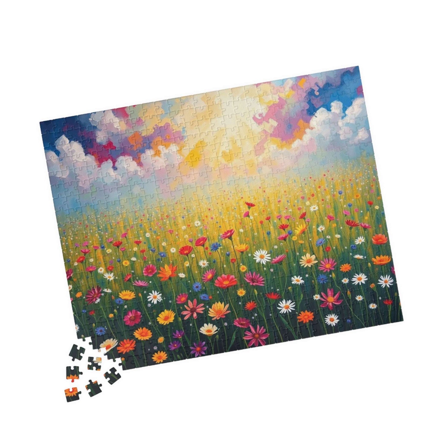 Colorful Flower Field Puzzle Beautiful Floral Jigsaw, Family Fun Home Entertainment Mindfulness Activity Gift for Nature Lover Brain Teaser Puzzle The Puzzle Chest