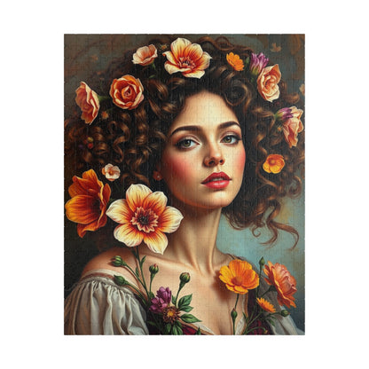 Floral Art Puzzle, Beautiful Woman Portrait Jigsaw, Relaxing Activity for Adults, Gift for Puzzle Lovers and Friends, Mindful Brain Teaser 520 pcs (Vertical) Puzzle The Puzzle Chest