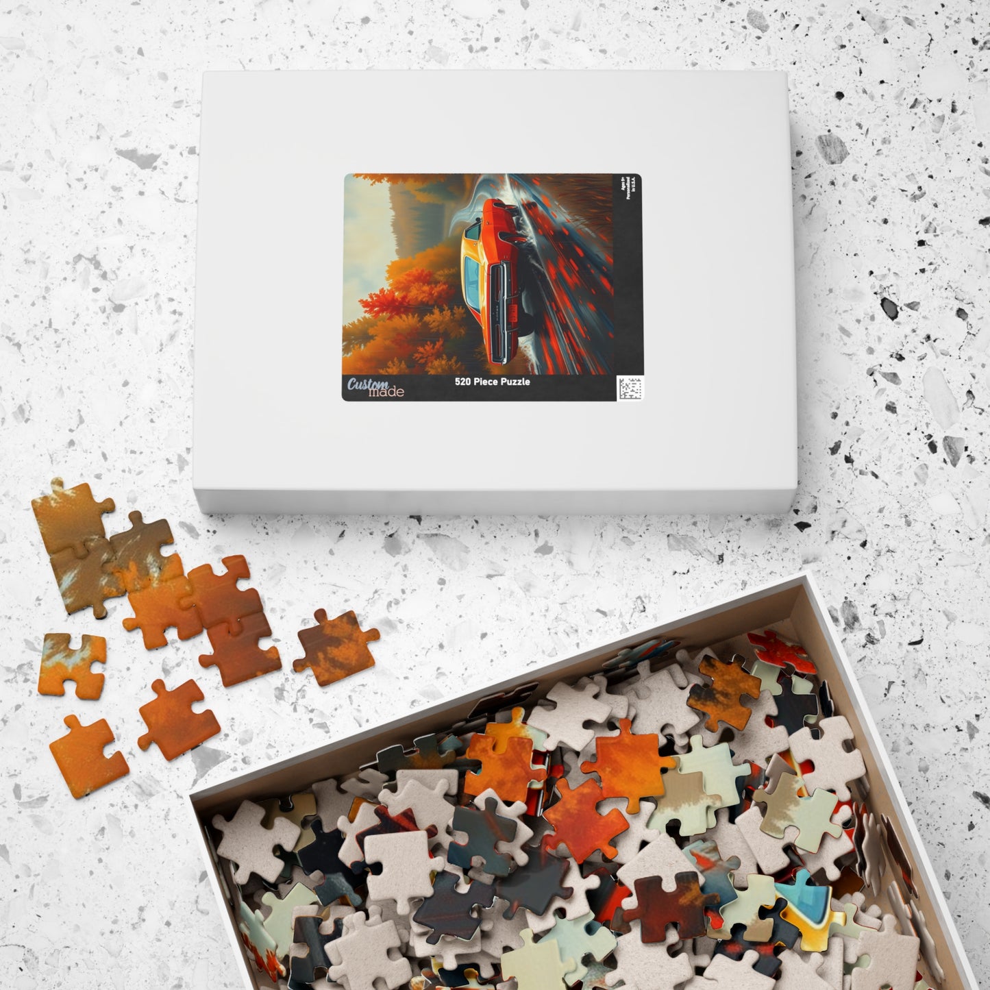 Vintage Car Puzzle - Classic 1969 Charger, Autumn Road Trip Scene Puzzle The Puzzle Chest