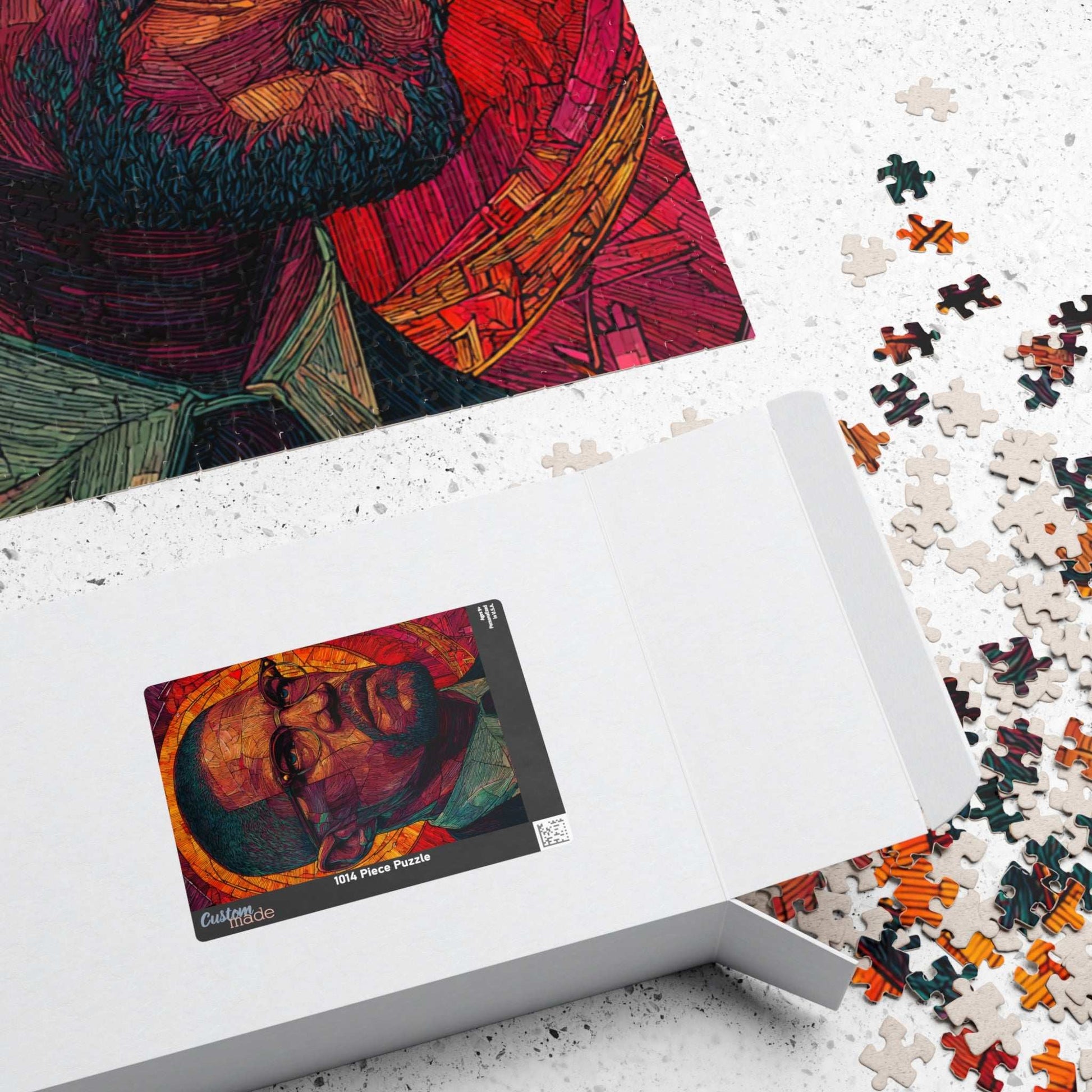 Afrocentric Malcolm X Puzzle, Stained Glass Portrait, Black History Hero, Red Orange Radiant Artwork, Educational Jigsaw, Iconic Historical Figure Puzzle Puzzle The Puzzle Chest