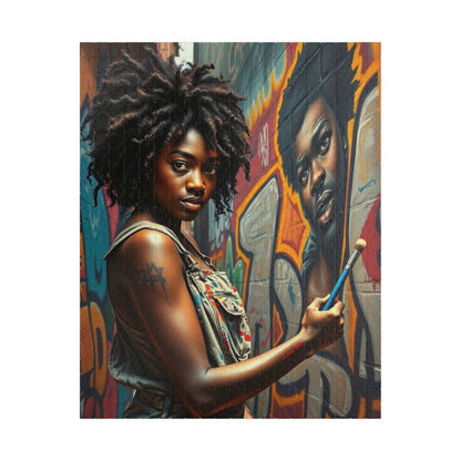 Graffiti Jigsaw Puzzle - Black Art Urban Street Scene, African American Woman Artwork, Afrocentric Gift for Artists and Art Lovers, Unique 520 pcs (Vertical) Puzzle The Puzzle Chest