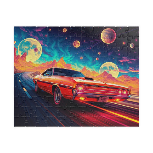 Retro Car Jigsaw Puzzle - Cosmic Scene, Gifts for Car Lovers, Nostalgic Mindfulness Activity for Family Game Night or Solo Fun, Brain Teaser 110 pcs (Horizontal) Puzzle The Puzzle Chest