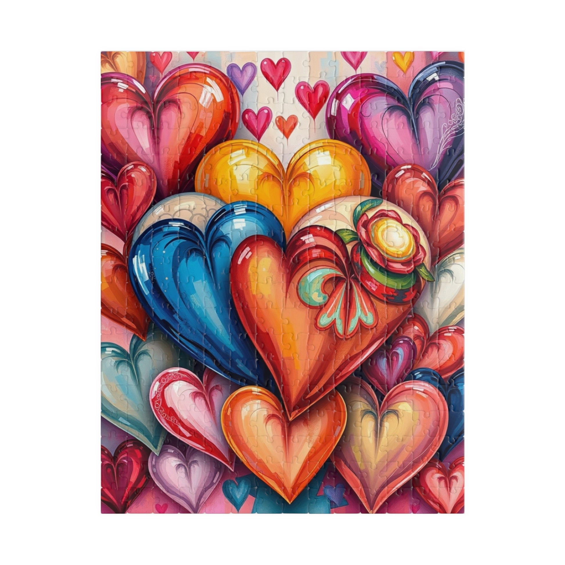 Romantic Heart Collage Puzzle, Love Jigsaw Game for Adults and Teens, Valentine's Day Activity, Bright Color Puzzle, Heart Pattern, Giftable 252 pcs (Vertical) Puzzle The Puzzle Chest