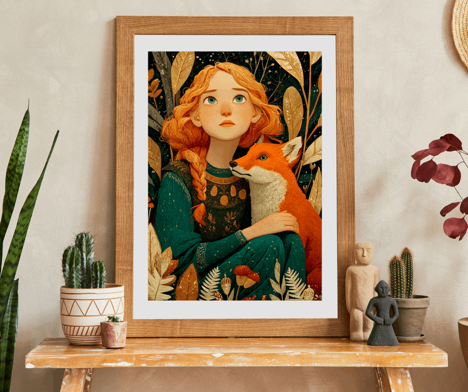 Autumn Forest Glade Jigsaw Puzzle - Auburn-Haired Girl and Playful Fox, Whimsical Art Game for Family or Solo Fun, Gifts, Brain Teaser Puzzle The Puzzle Chest