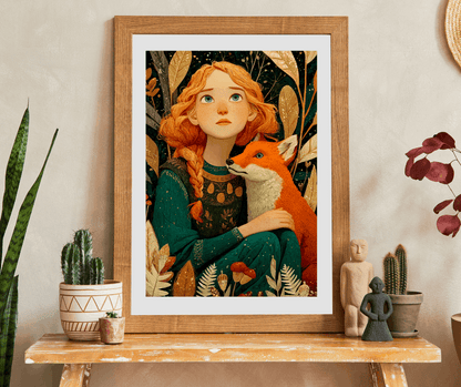 Autumn Forest Glade Jigsaw Puzzle - Auburn-Haired Girl and Playful Fox, Whimsical Art Game for Family or Solo Fun, Gifts, Brain Teaser Puzzle The Puzzle Chest
