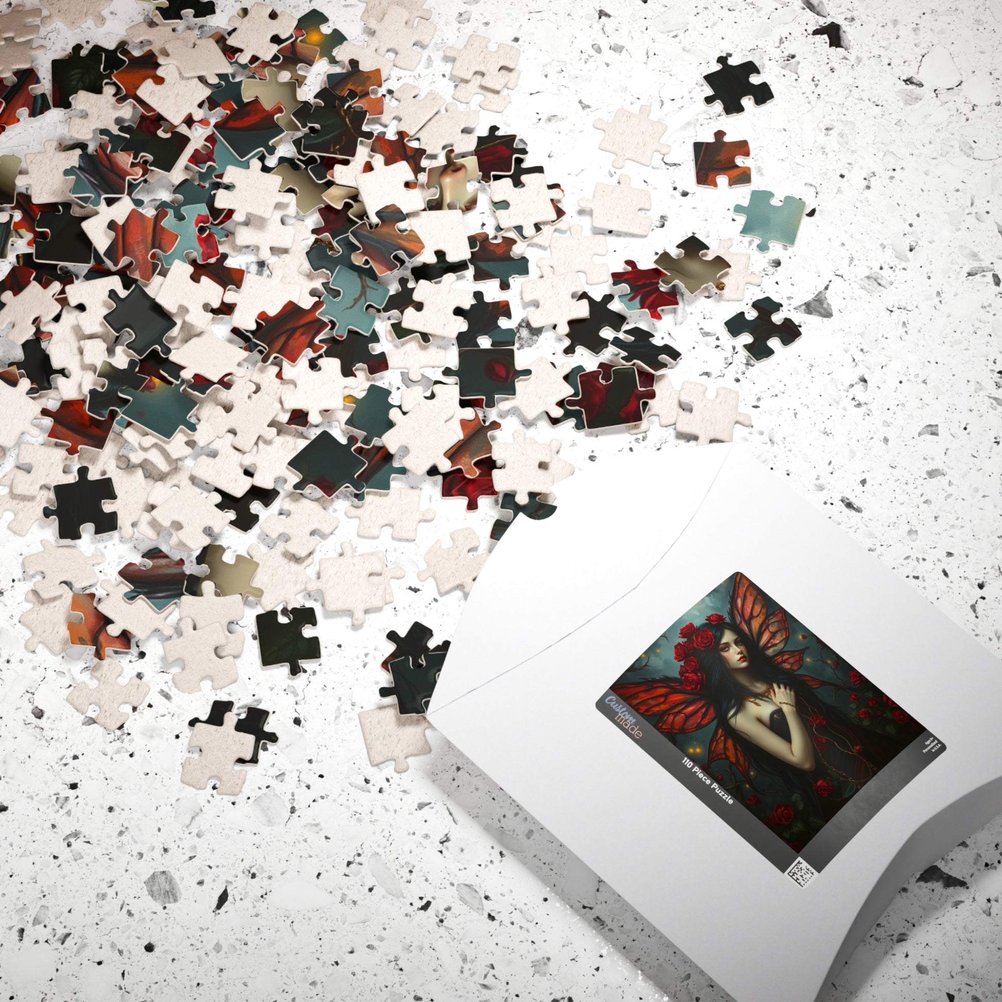 Midnight Rose Fairy Jigsaw Puzzle, Enchanting Mythical Creature, Gothic Art Gift for Fantasy Lover, Home Entertainment, Mindfulness Activity The Puzzle Chest