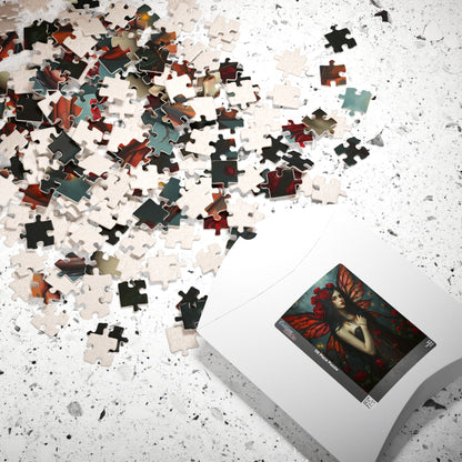 Midnight Rose Fairy Jigsaw Puzzle, Enchanting Mythical Creature, Gothic Art Gift for Fantasy Lover, Home Entertainment, Mindfulness Activity The Puzzle Chest