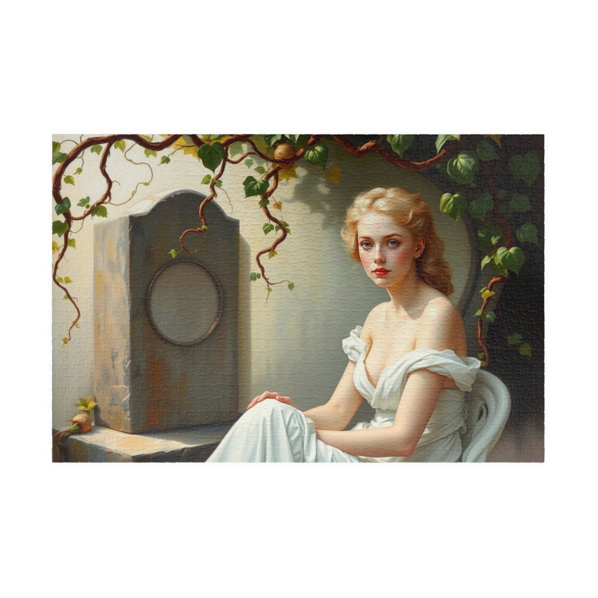 Mourner's Vigil Gothic Jigsaw Puzzle - Woman at Cemetery, Gothic Art Print, Dark Romantic Fantasy Gift for Art Lovers and Puzzle Collectors 1014 pcs (Horizontal) Puzzle The Puzzle Chest