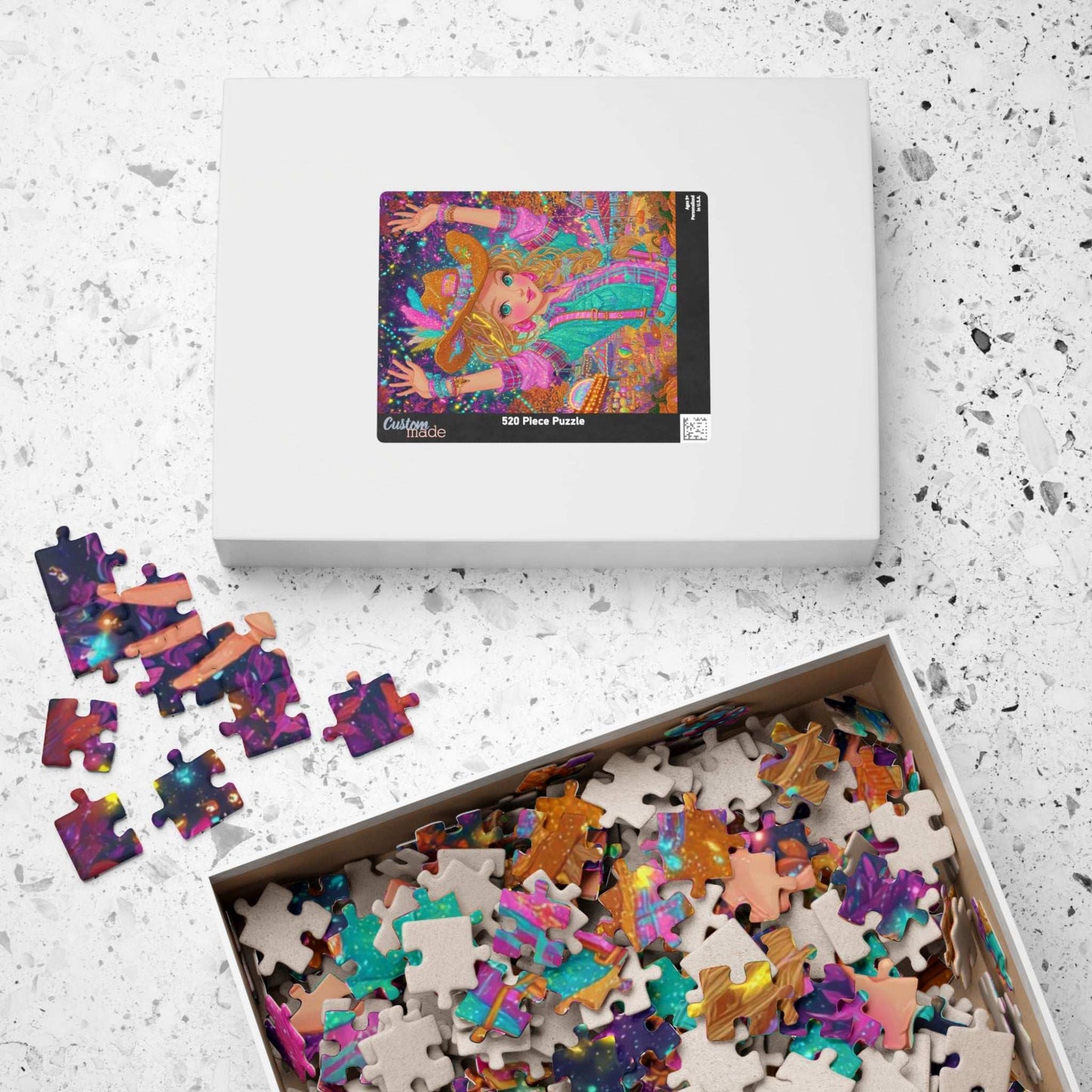 Confetti Skies & Cowgirl Vibes Jigsaw Puzzle, 1980s Neon Cowgirl Game for Family Gatherings, Solo Hobby, Gift for Puzzle Lover Puzzle The Puzzle Chest