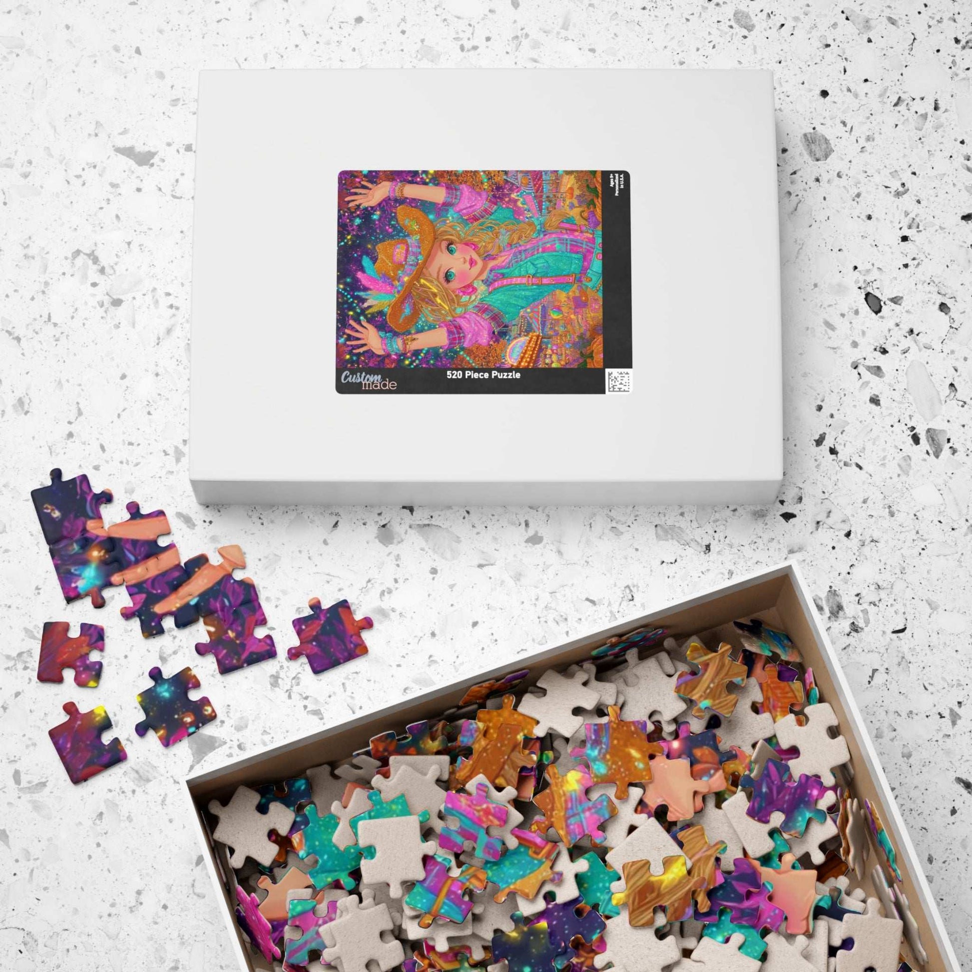 Confetti Skies & Cowgirl Vibes Jigsaw Puzzle, 1980s Neon Cowgirl Game for Family Gatherings, Solo Hobby, Gift for Puzzle Lover Puzzle The Puzzle Chest