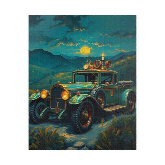 Vintage Steampunk Car Puzzle, Nostalgic 110, 252, 520, 1014-piece Jigsaw, Holiday Birthday Gift for Car Lovers, Family Game Night 520 pcs (Vertical) Puzzle The Puzzle Chest