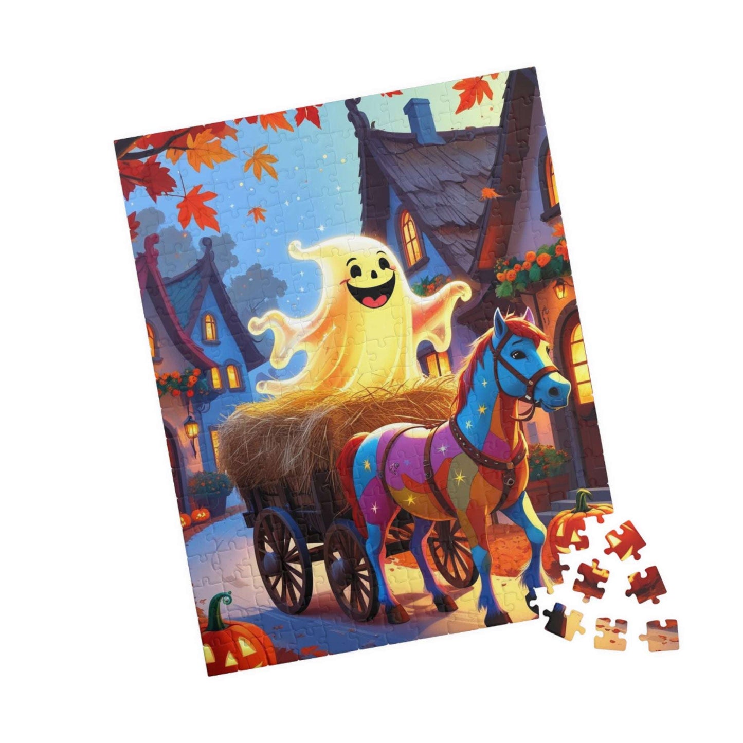 Smiling Ghost Hayride Jigsaw Puzzle, 110-520 Piece Halloween Puzzle