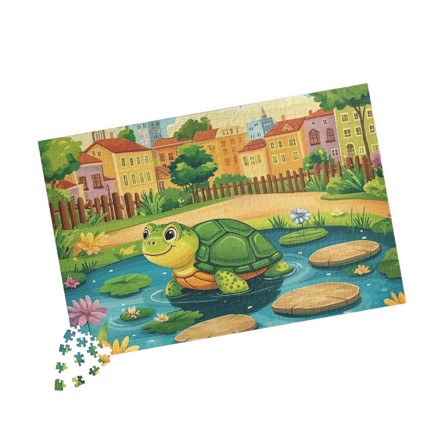 Smiling Turtle Pond Puzzle | Cute Animal Jigsaw Game 1014 pcs (Horizontal) Puzzle The Puzzle Chest