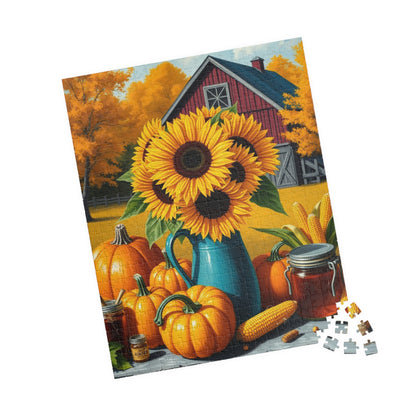 Golden Harvest Glow Sunflower Jigsaw Puzzle, Country Farm Scene for Adults and Families, Autumn Activity, Gift for Puzzle Lovers Puzzle The Puzzle Chest