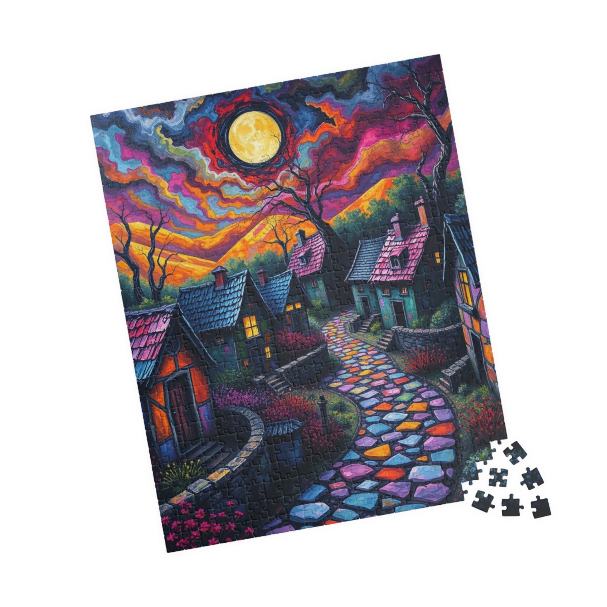 Enchanting Evening Village Puzzle, 110, 252, 520, 1014-piece, Nighttime Scenic Jigsaw Game for Family Fun, Gifts, Home Décor The Puzzle Chest