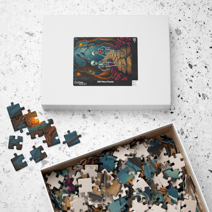 Spooky Romance Skeleton Puzzle for Adults, Perfect for Halloween Couples Night Family Fun Unique Gothic Gift for Puzzle Enthusiast