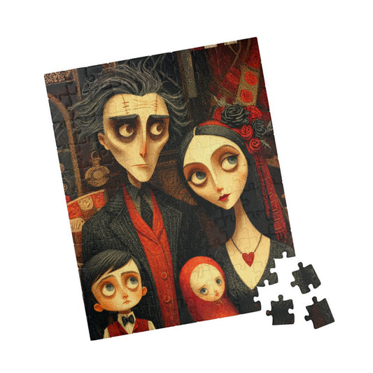 Macabre Victorian Family Puzzle - Gothic Portrait Jigsaw, Dark Fantasy Aesthetic and Pale Characters, Hauntingly Elegant Family 110 pcs (Vertical) Puzzle The Puzzle Chest