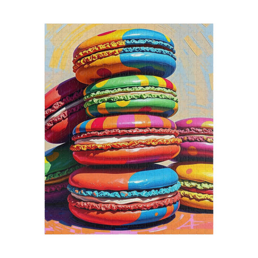 Colorful Macarons Puzzle, Pop Art Jigsaw Game Fun Family Activity, Unique Gift for Coffee Lovers, Sweet Treat Decor, Perfect for Holidays 520 pcs (Vertical) Puzzle The Puzzle Chest