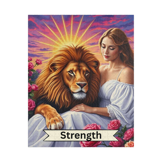 Her Strength Jigsaw Puzzle - Tarot Card Lion Design, Holiday Birthday Gift for Adult Puzzle Lover, Fun Family Game Night, Mindful Activity 520 pcs (Vertical) Puzzle The Puzzle Chest