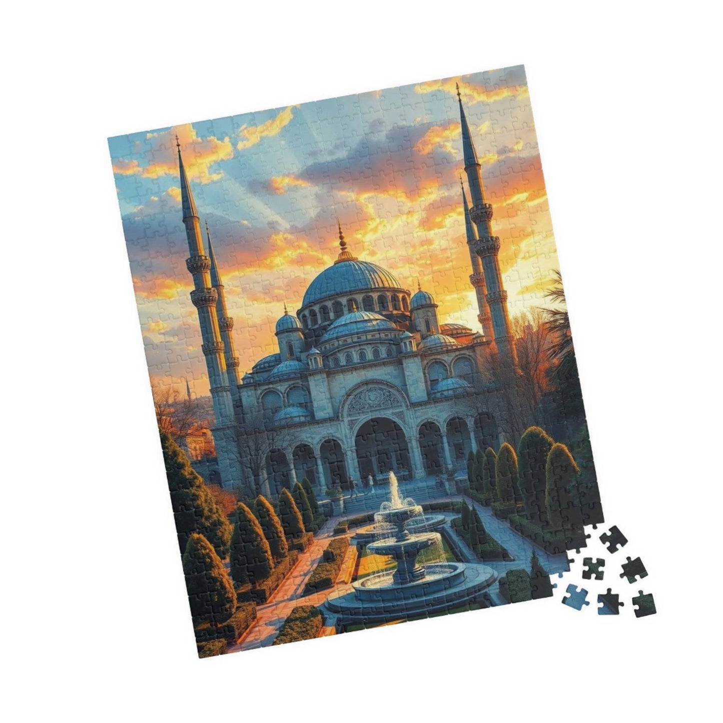 Blue Mosque Puzzle – Jigsaw of Istanbul Landmark, Islamic Architecture and Minarets 520 pcs (Vertical) Puzzle The Puzzle Chest