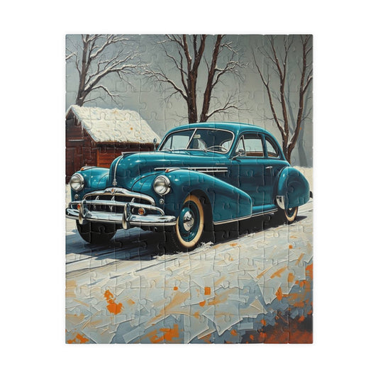Winter Vintage Car Puzzle - Retro Auto Jigsaw, Family Game, Gift for Car Lovers, Nostalgic Home Decor, Fun Indoor Activity