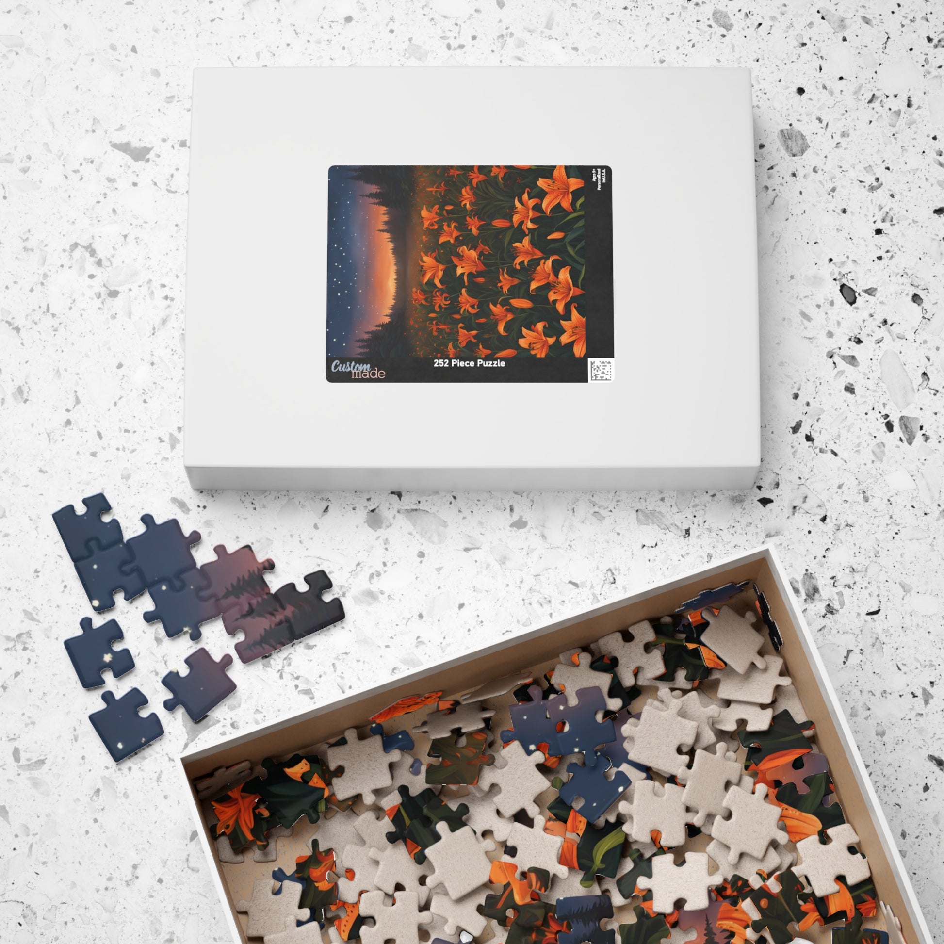 Twilight Tiger Lilies Puzzle, Floral Scene with Starry Sky, Nature-Inspired Jigsaw Game, Ideal Gift for Puzzle Lovers and Art Enthusiasts Puzzle The Puzzle Chest