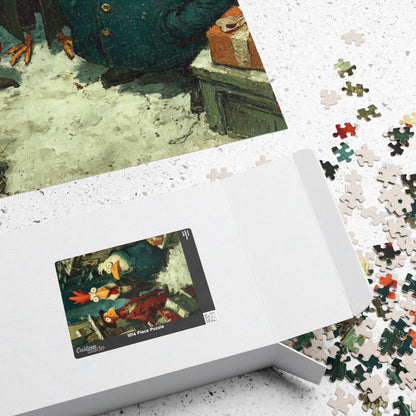 Quirky Gothic Roosters Jigsaw Puzzle - Victorian Chickens, Town Square and Snowy Whimsy Puzzle The Puzzle Chest