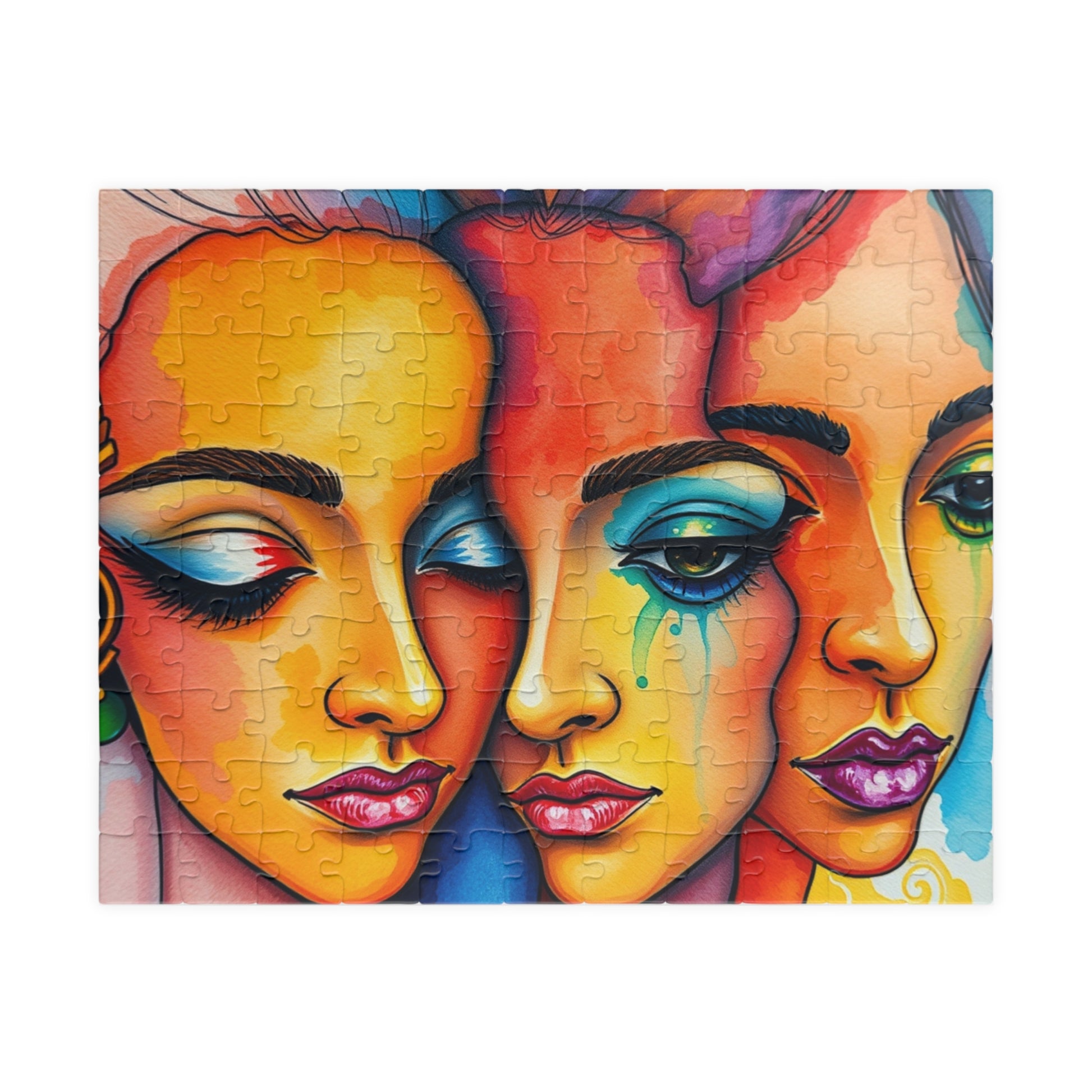 Blended Faces Abstract Jigsaw Puzzle (110-1014 Piece), Surreal Overlapping Watercolor Faces, Quiet Time Activity, Puzzle Lover Unique Gift 110 pcs (Horizontal) Puzzle The Puzzle Chest
