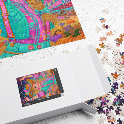 Confetti Skies & Cowgirl Vibes Jigsaw Puzzle, 1980s Neon Cowgirl Game for Family Gatherings, Solo Hobby, Gift for Puzzle Lover Puzzle The Puzzle Chest