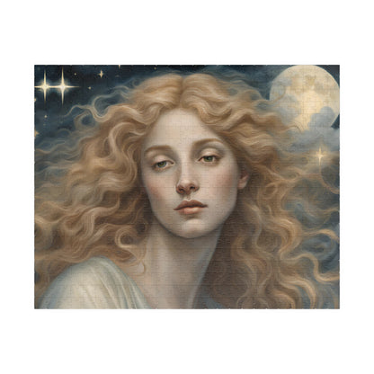 Golden Haired Celestial Angel Puzzle, Heavenly Angelic Creature Jigsaw Game, Religious Spiritual Art, Adult Entertainment, Hobby 520 pcs (Horizontal) Puzzle The Puzzle Chest