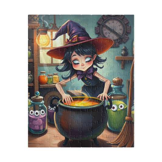 Whimsical Witch Puzzle, Halloween Jigsaw Game Perfect Gift for Puzzle Lovers, Family Game Night, Creative Challenge, Fun Seasonal Activity