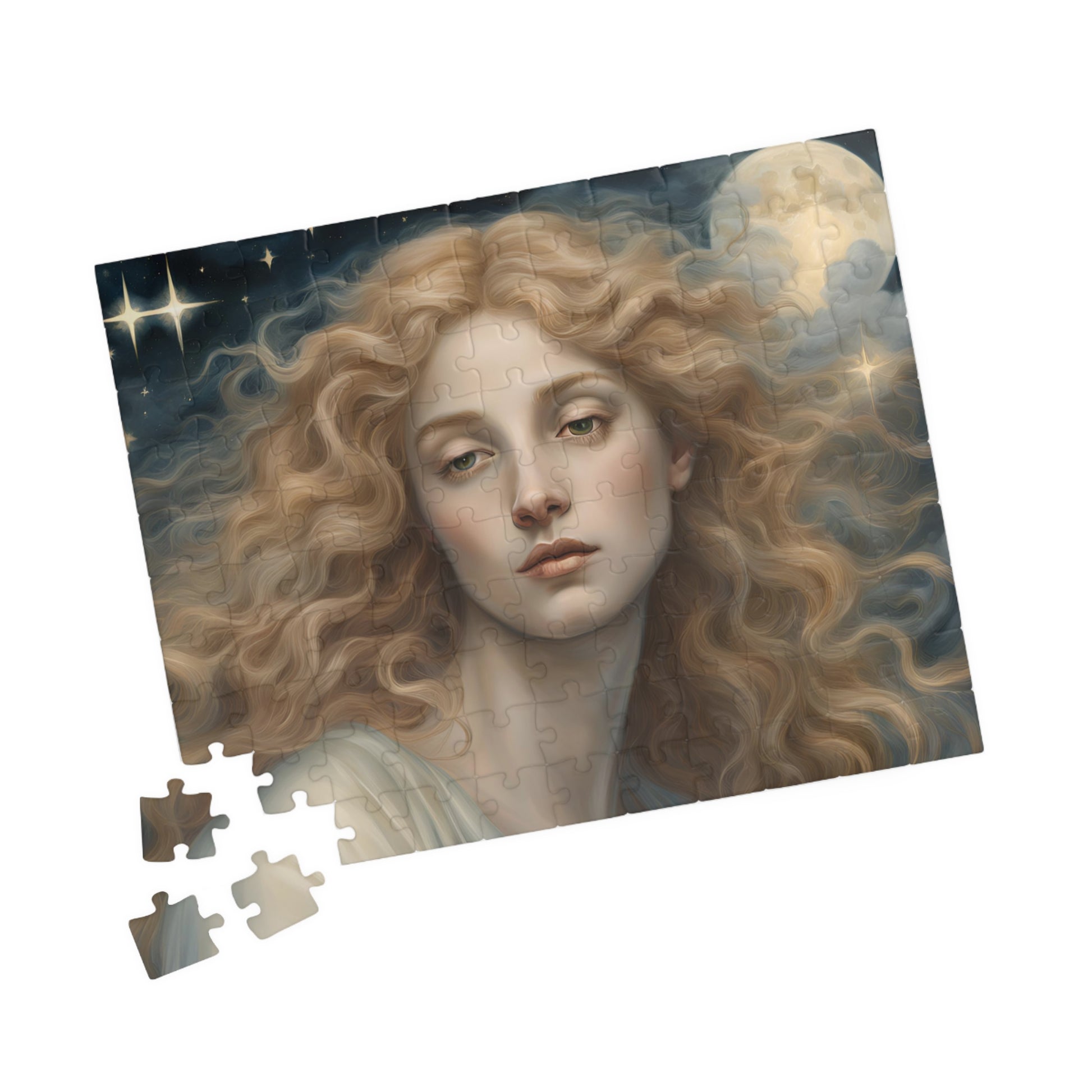 Golden Haired Celestial Angel Puzzle, Heavenly Angelic Creature Jigsaw Game, Religious Spiritual Art, Adult Entertainment, Hobby Puzzle The Puzzle Chest